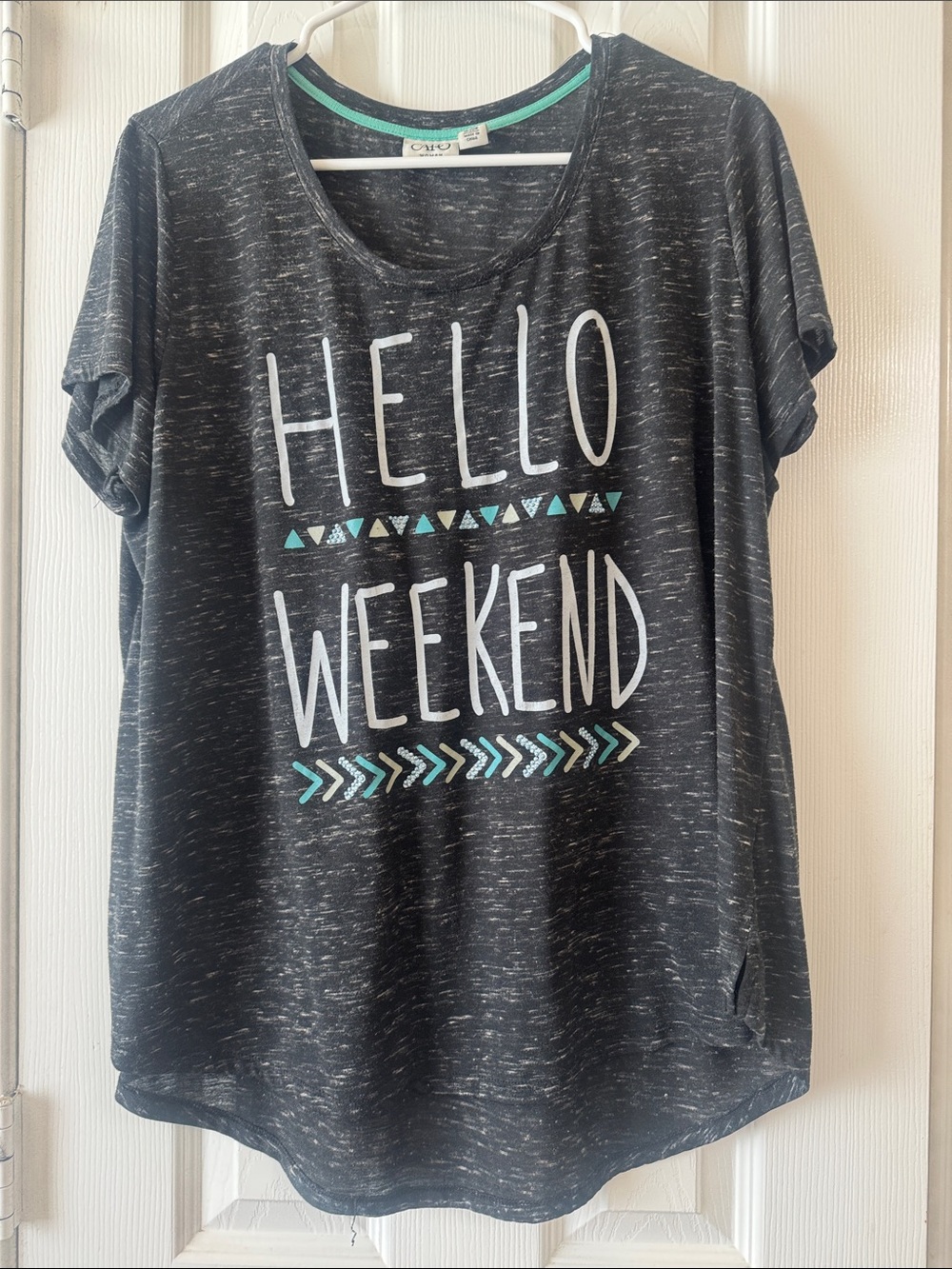 Hello Weekend Black Graphic Tee - Cato